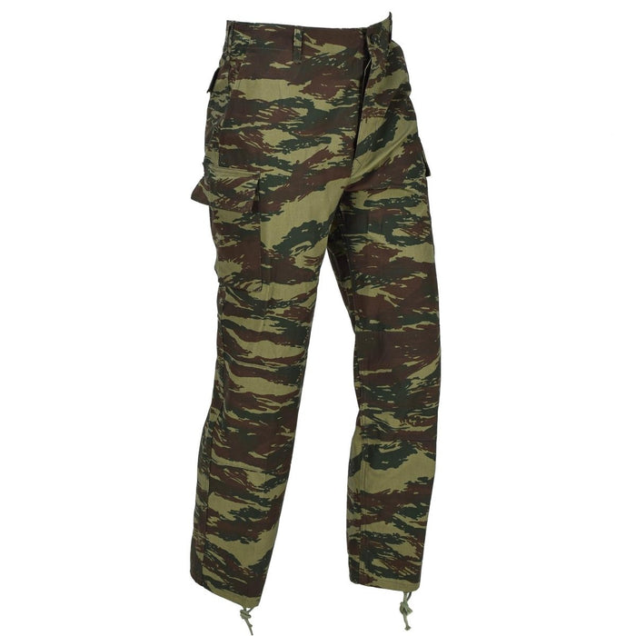Pantalones de campo BDU militares griegos originales bolsillos cargo camuflaje lagarto - GoMilitar