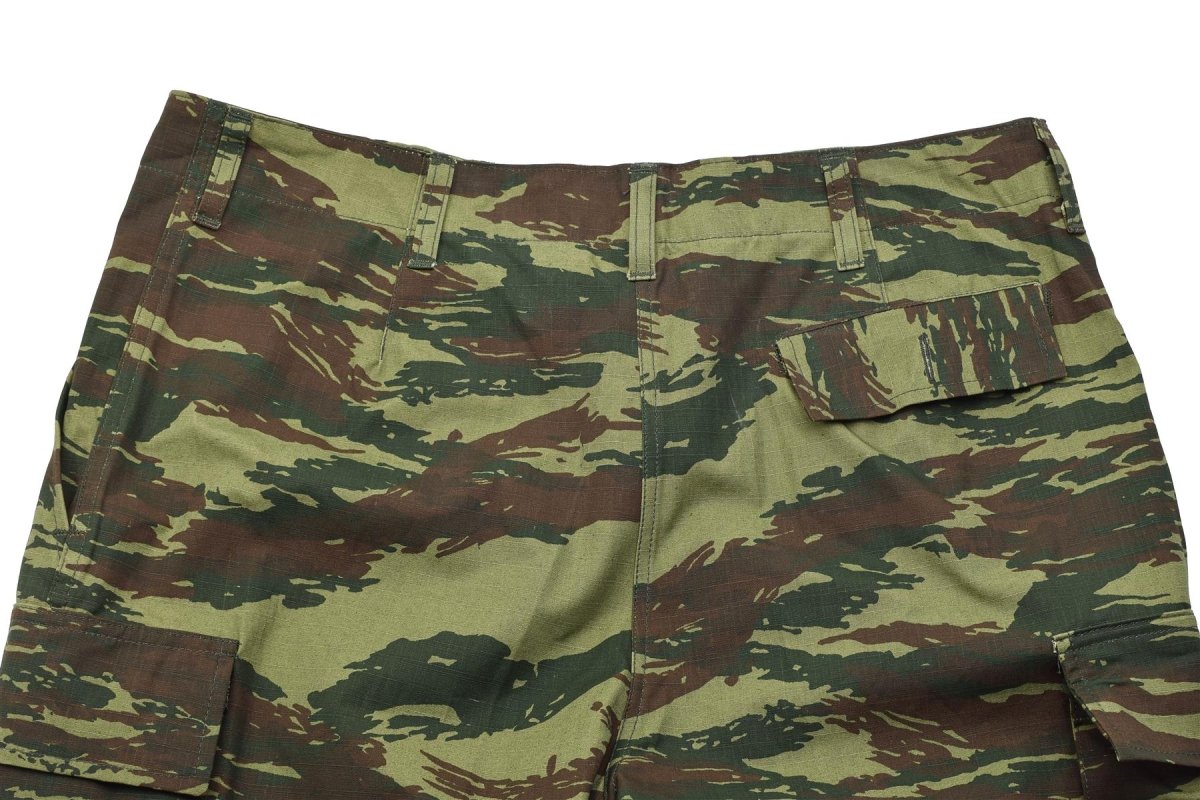 Pantalones de campo militares griegos originales BDU bolsillos cargo camuflaje lagarto