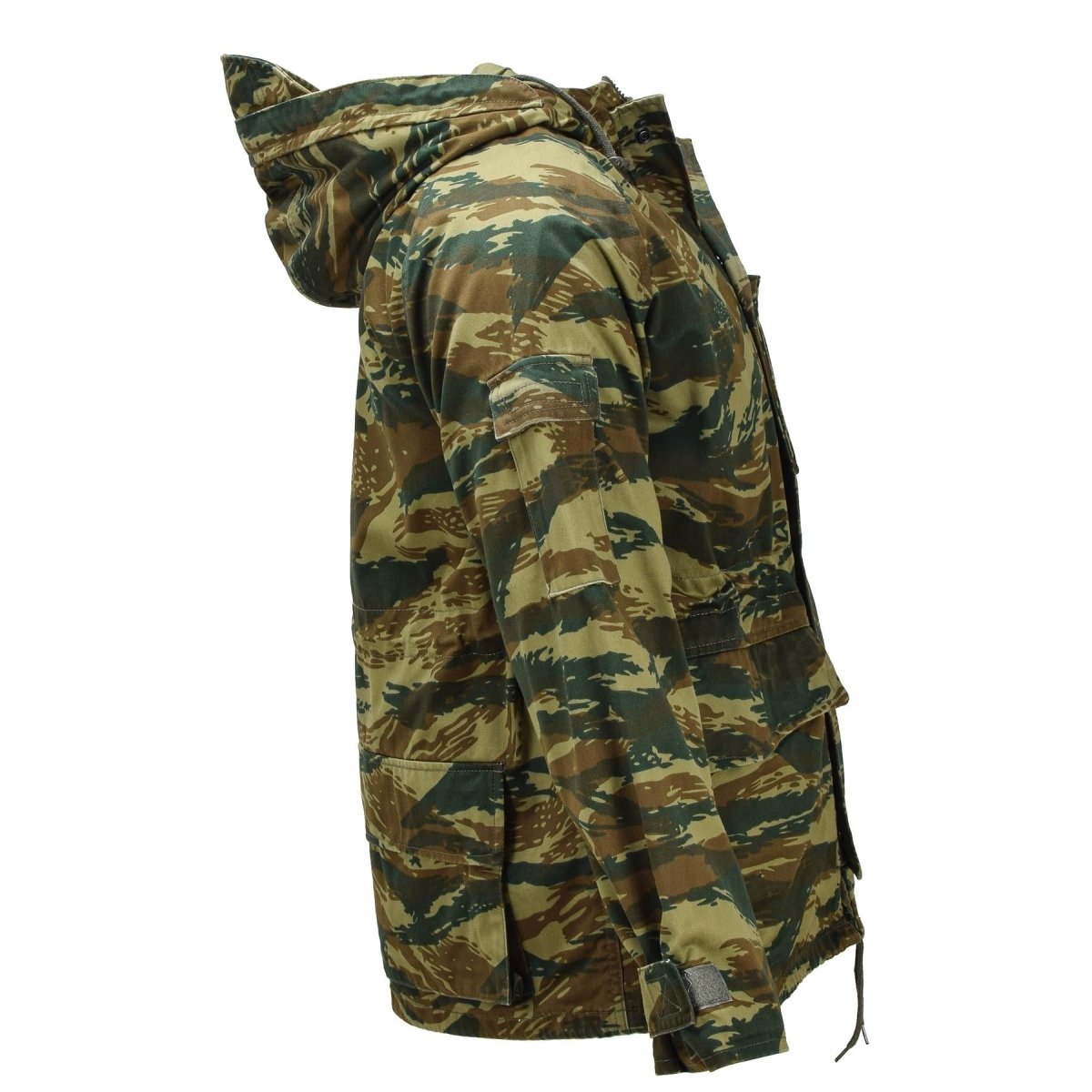 Original griego militar M65 campo parka forro capucha ejército chaqueta lagarto camuflaje