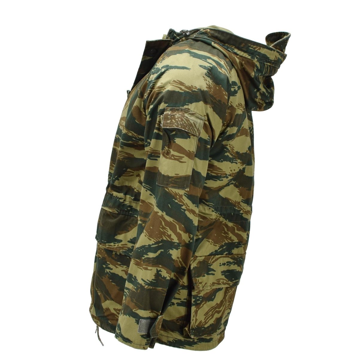 Original griego militar M65 campo parka forro capucha ejército chaqueta lagarto camuflaje