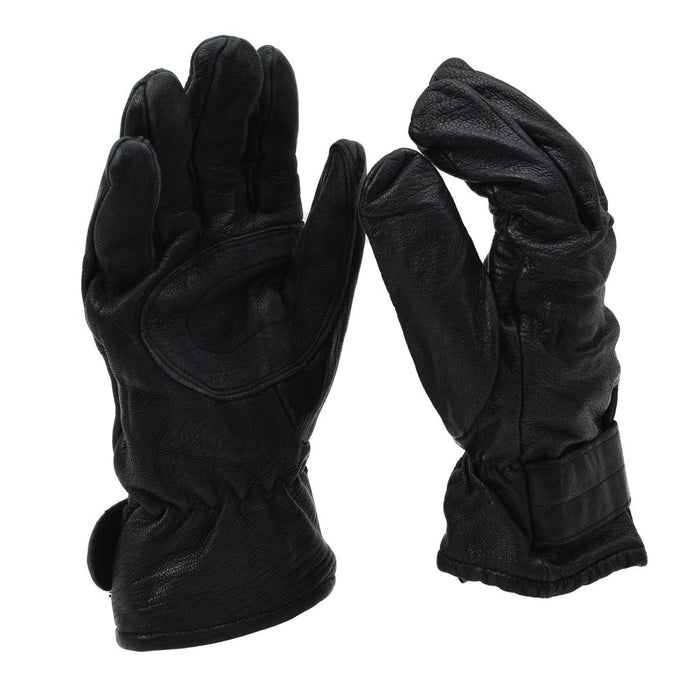 Guantes de cuero originales del ejército húngaro forrados militares de invierno al aire libre negros - GoMilitar