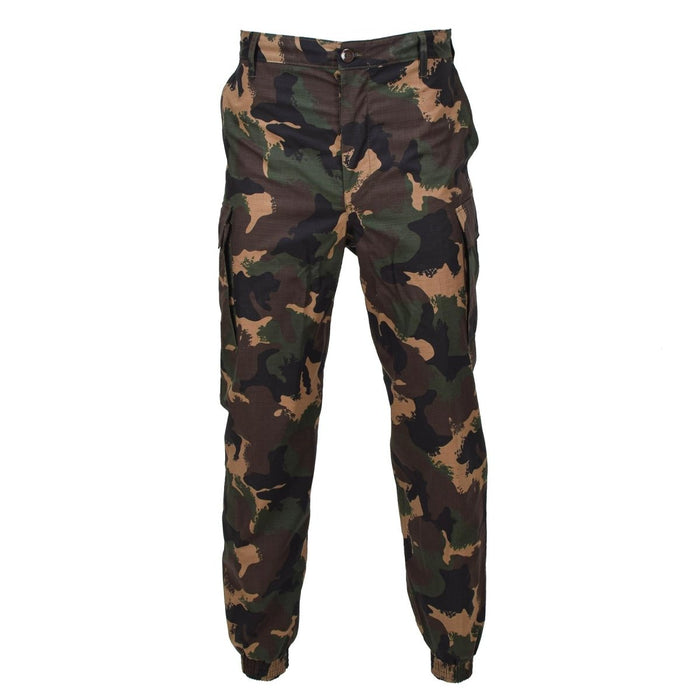 Pantalones cargo de camuflaje militar de verano originales húngaros M1990 hechos de tela ripstop duradera con múltiples bolsillos.