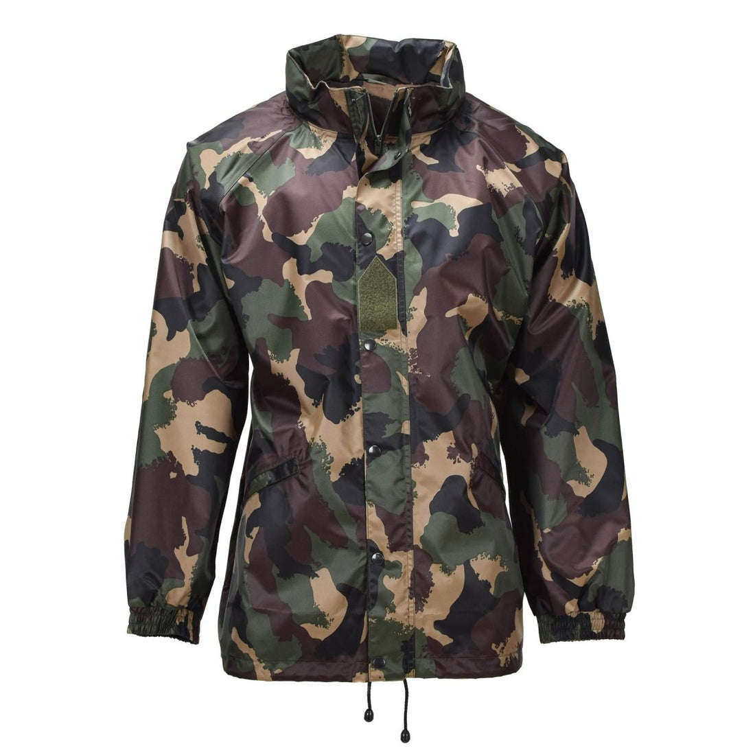 Chaqueta impermeable militar húngara original con capucha enrollable y solapa con botones M93 Camo