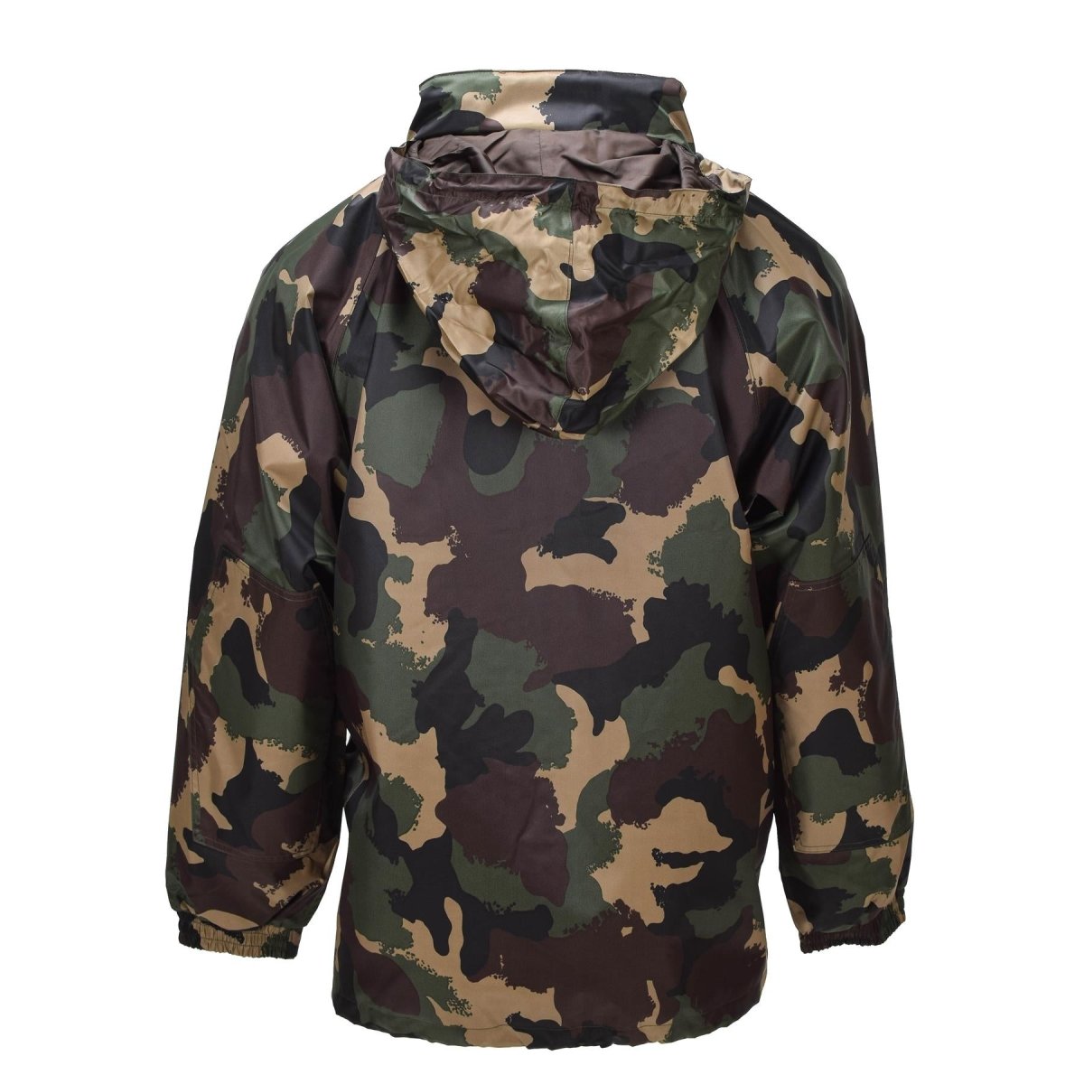 Chaqueta impermeable militar húngara original con capucha enrollable y solapa con botones M93 Camo