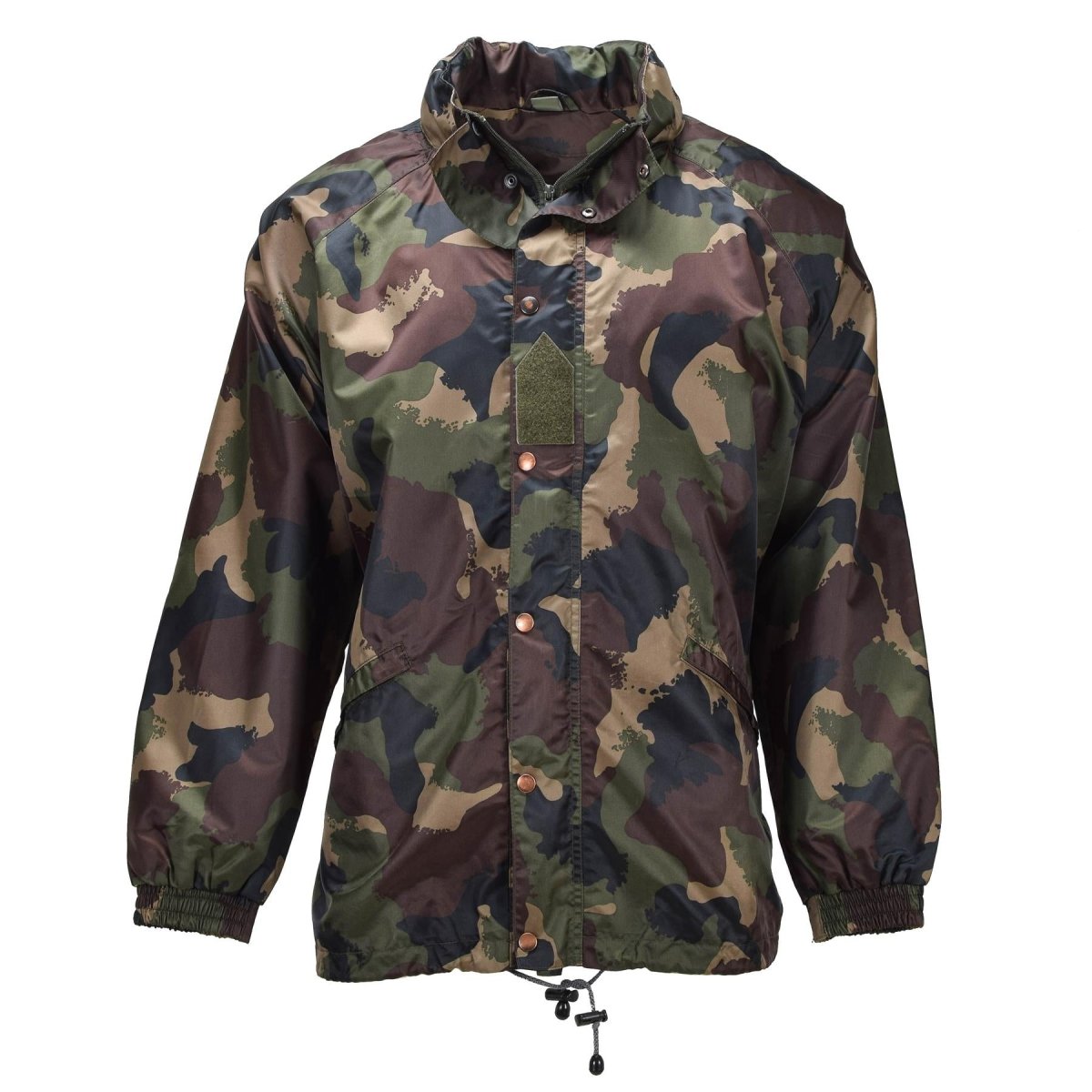 Chaqueta impermeable militar húngara original con capucha enrollable y solapa con botones M93 Camo
