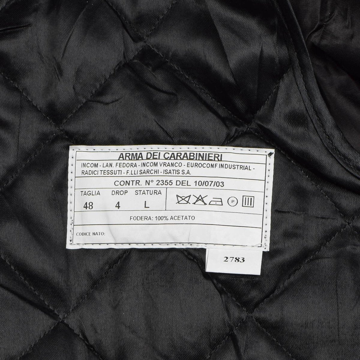 Abrigo de lana original de los Carabinieri del ejército italiano uniforme cruzado negro