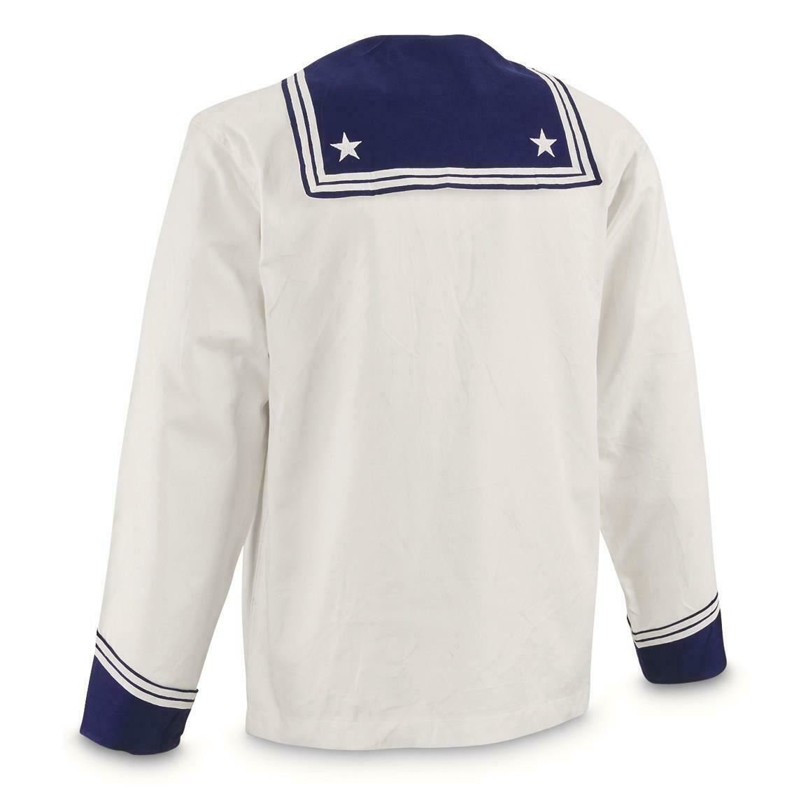 Camisa marina del ejército italiano original Camisa Middy mangas largas marineros militares blancos navales