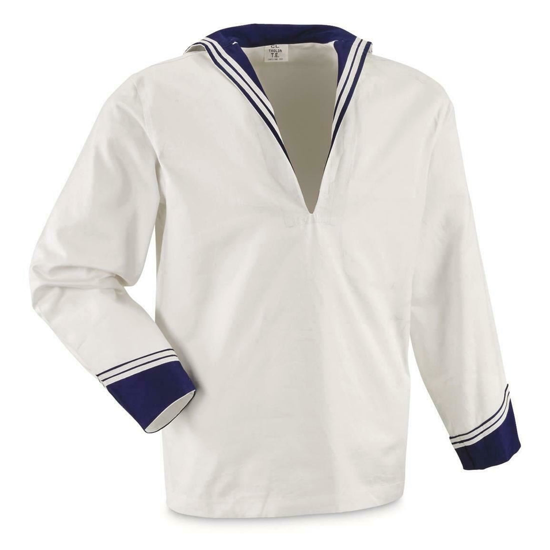 Camisa marina del ejército italiano original Camisa Middy mangas largas marineros militares blancos navales