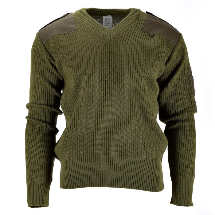 Jersey original del ejército italiano Commando Jumper suéter de lana verde con cuello en V NUEVO - GoMilitar