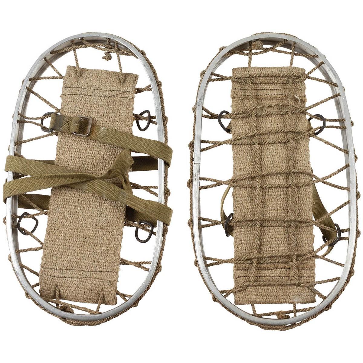 Zapatos de nieve originales del ejército italiano, marco de aluminio militar, correas para invierno