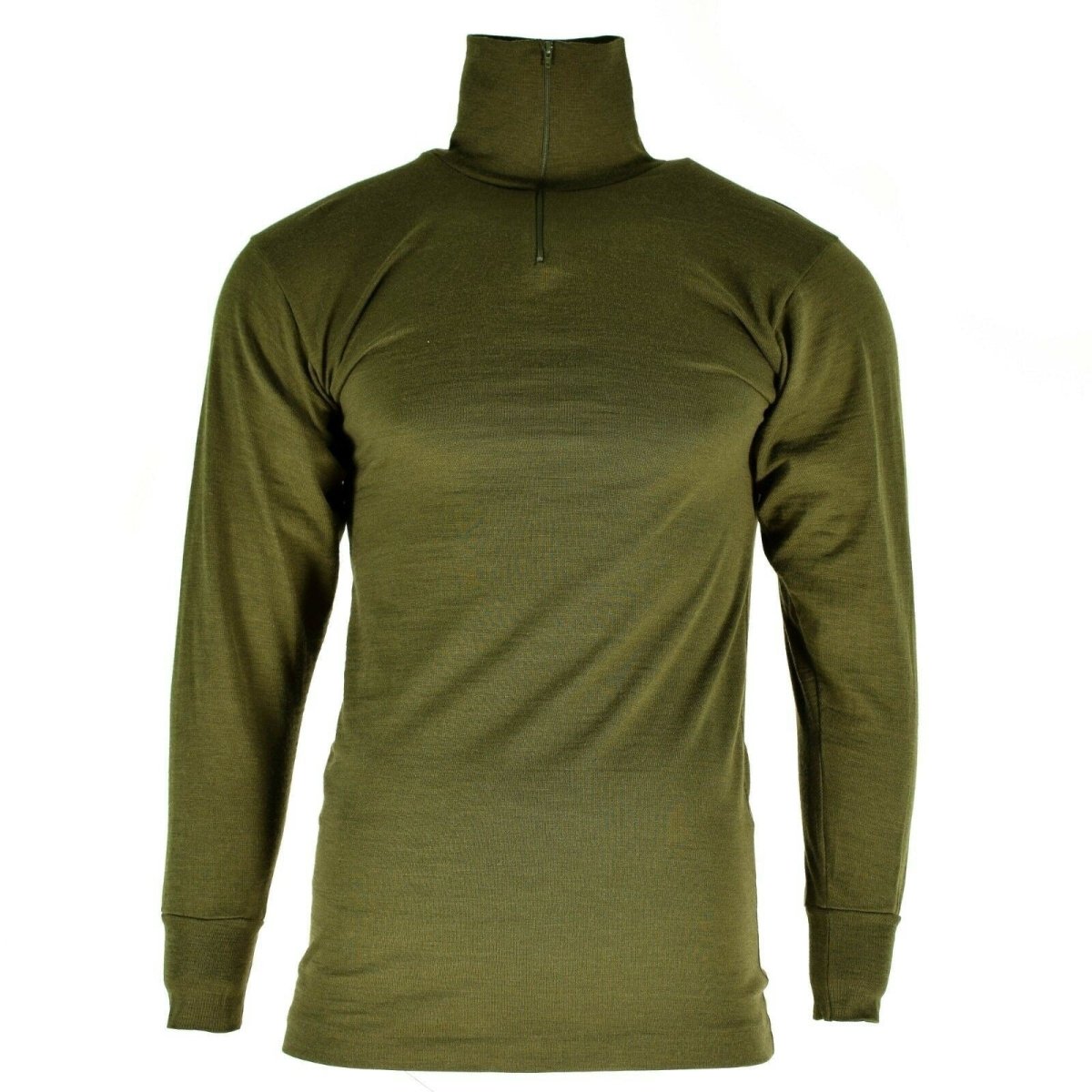 Camisa tricot de ejército italiano original cremallera F1 Green térmico OD Nuevo