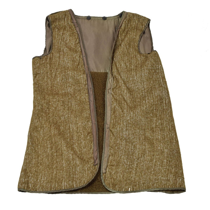 Original italiano militar forro marrón chaleco edredón piel sintética vintage cálido caqui - GoMilitar