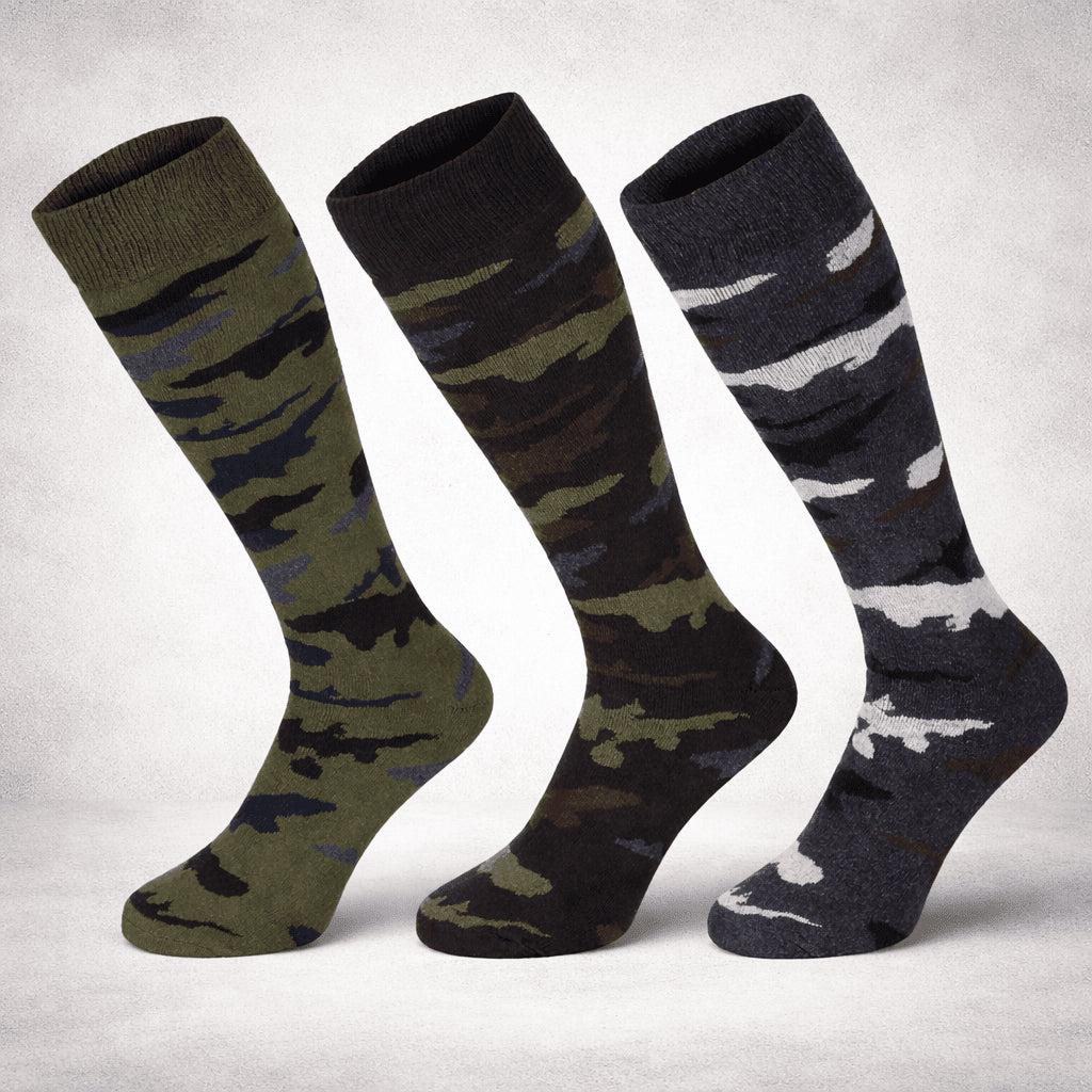 Calcetines de invierno originales militares italianos Esercito, largos, altos, paquete de 3 camuflaje
