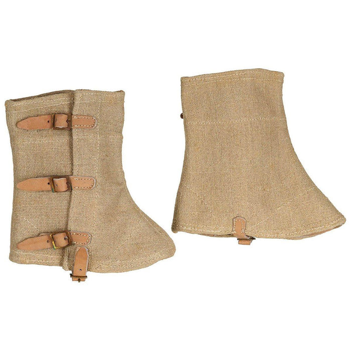 Polainas militares italianas originales, inserciones de cuero de lona, excedente del ejército, fundas protectoras duraderas para equipo de senderismo y exteriores de color caqui