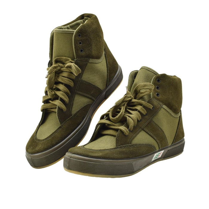 Zapatos de gimnasio militares italianos originales, caña alta, diseño duradero, entrenamiento, color oliva - GoMilitar