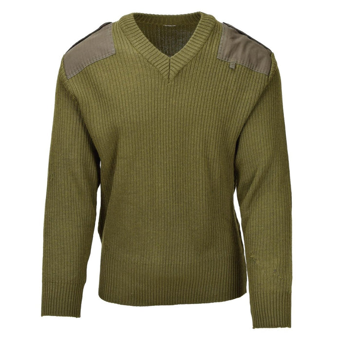 Jersey original militar italiano de lana verde oliva, jersey con cuello en V - GoMilitar