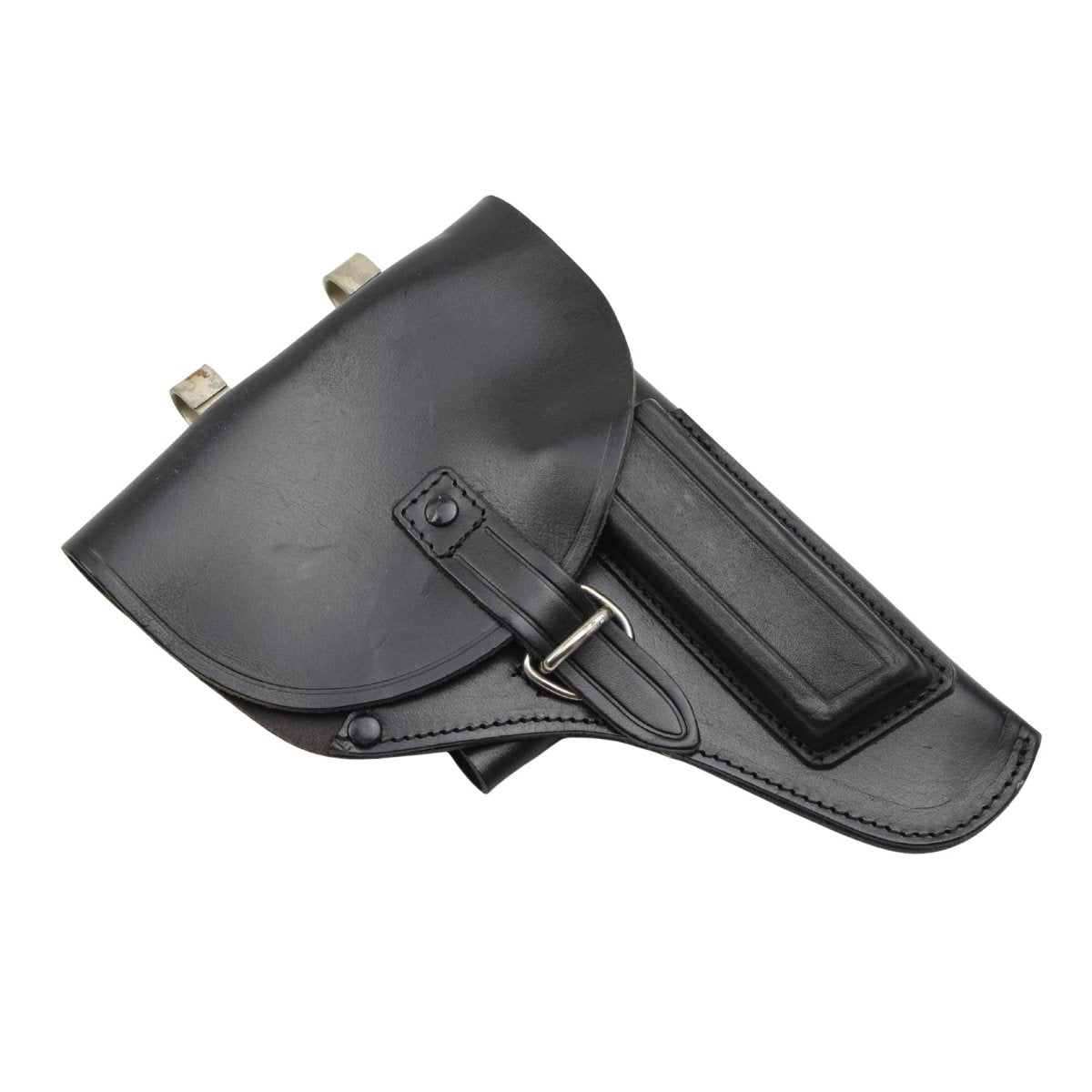 Funda de pistola militar italiana original con cierre de hebilla para diestros, color negro