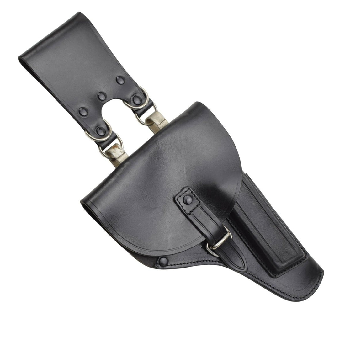 Funda de pistola militar italiana original con cierre de hebilla para diestros, color negro