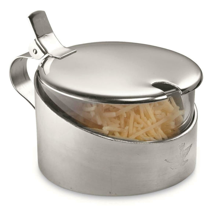 Contenedor de almacenamiento de queso de vidrio y acero inoxidable militar italiano original - GoMilitar