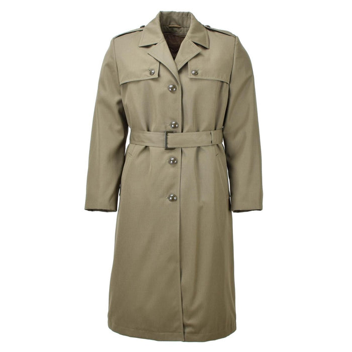 Gabardina militar italiana original para mujer verde oliva larga con cinturón forro ejército NUEVO - GoMilitar