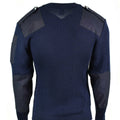 Jumper de cañón en V italiano original Jumper Séter de azul oscuro lana