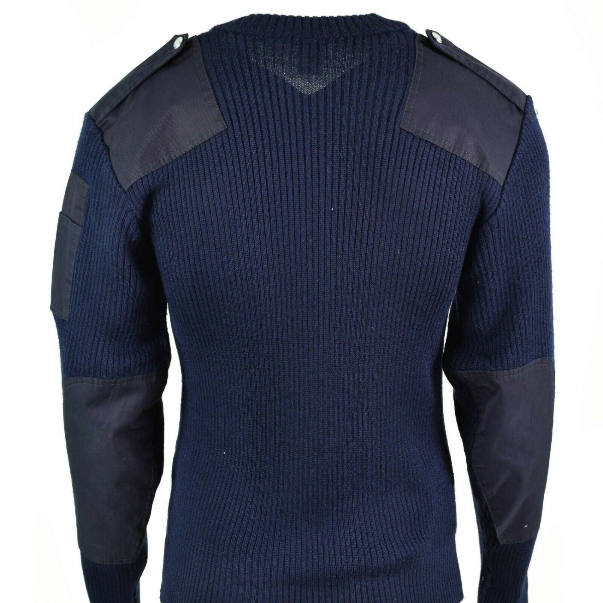 Jumper de cañón en V italiano original Jumper Séter de azul oscuro lana