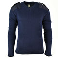 Jumper de cañón en V italiano original Jumper Séter de azul oscuro lana