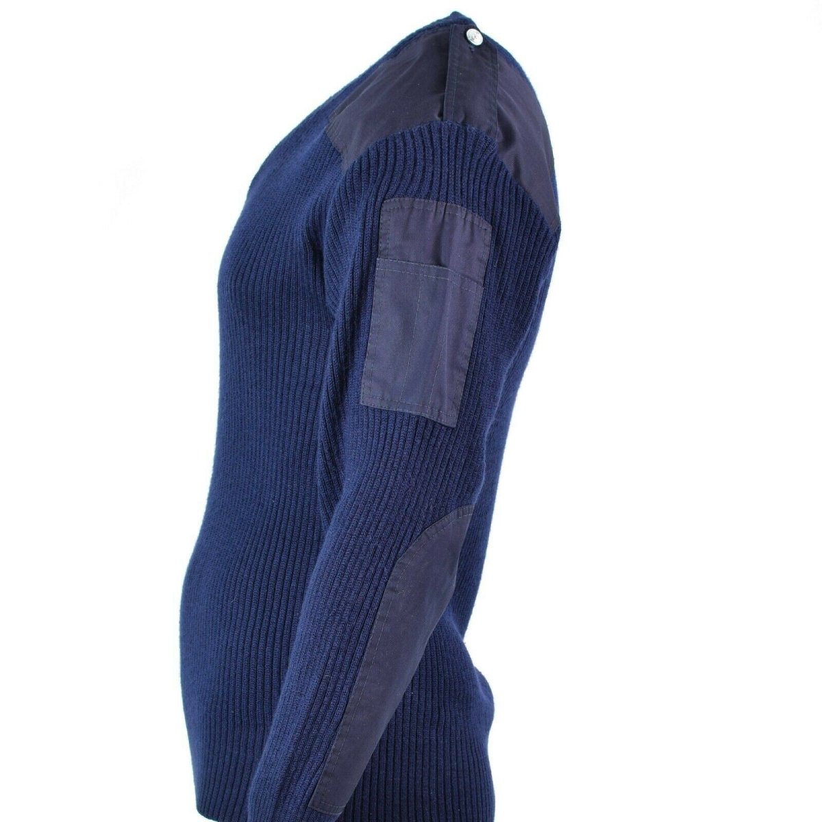 Jumper de cañón en V italiano original Jumper Séter de azul oscuro lana