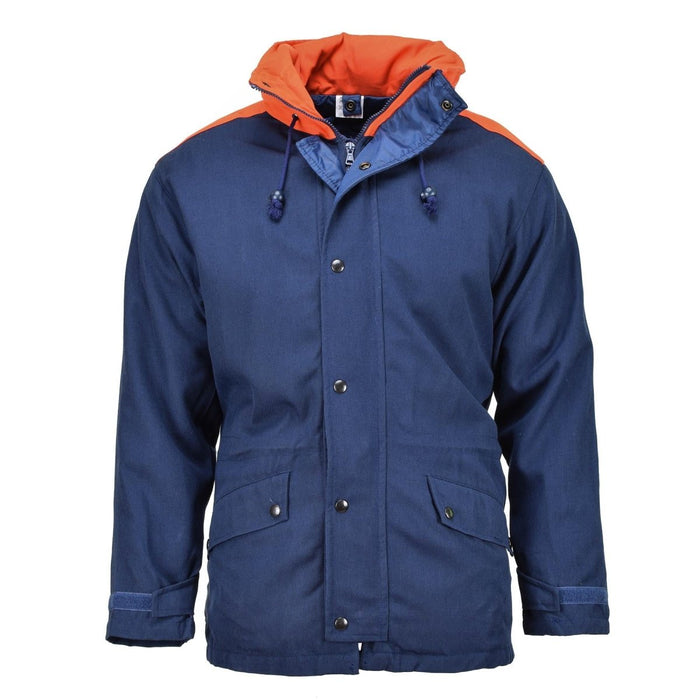 Parka Original Italiana Trilaminada Azul Marino Con Capucha Vintage Impermeable NUEVO - GoMilitar