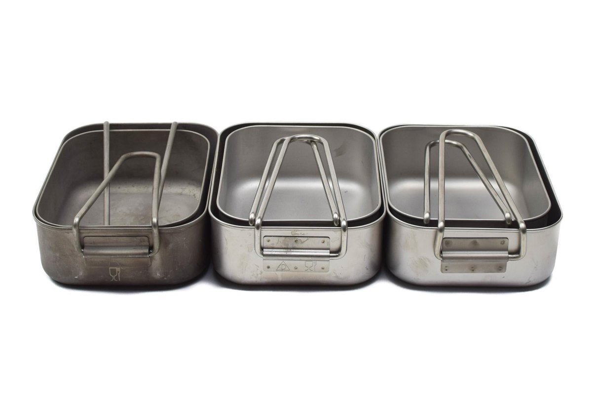 Problema militar original Mess Tins de acero inoxidable Camping Wajusware al aire libre