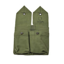 Original Norwegian army vintage double ammo pouch made of durable green canvas with two compartments and snap closures