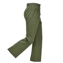Pantalones de vestir militares polacos originales Pantalones de campo duraderos Ejército OD Vista lateral verde que muestra un diseño plisado y trabillas reforzadas para cinturón