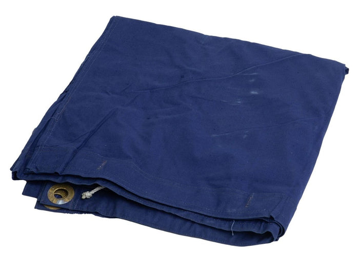 Lona azul doblada impermeable para tienda de campaña militar rumana excedente hecha de tela duradera de mezcla de algodón pesado