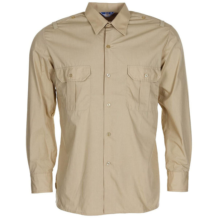 Camisa de trabajo de campo de manga larga militar española original Caqui ligero en tejido de mezcla de poliéster duradero para equipo táctico y al aire libre