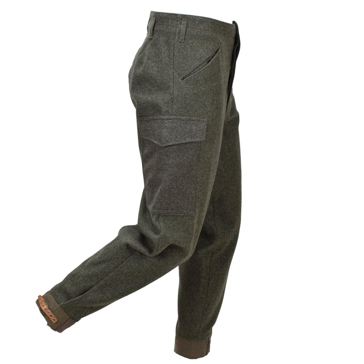 Pantalones de campo originales del ejército sueco M39/58 Excedente de carga de lana Verde oliva
