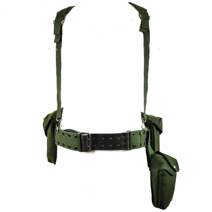 Cinturón táctico original del sistema de correas del ejército sueco 304 con correas en H y múltiples bolsas para guardar equipo