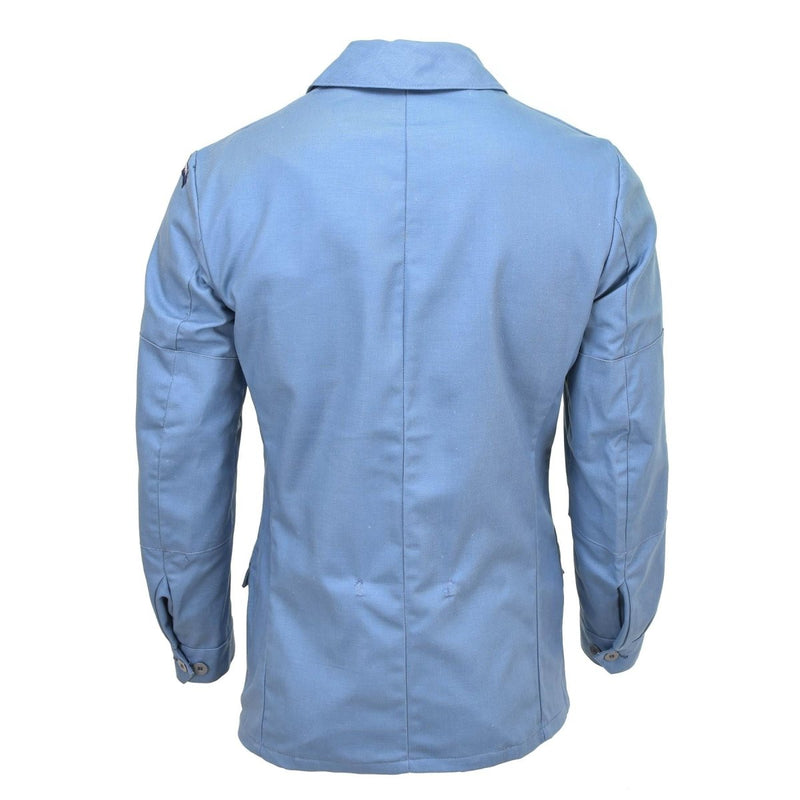 Chaqueta de uniforme de defensa civil sueca original denim azul vintage nuevo