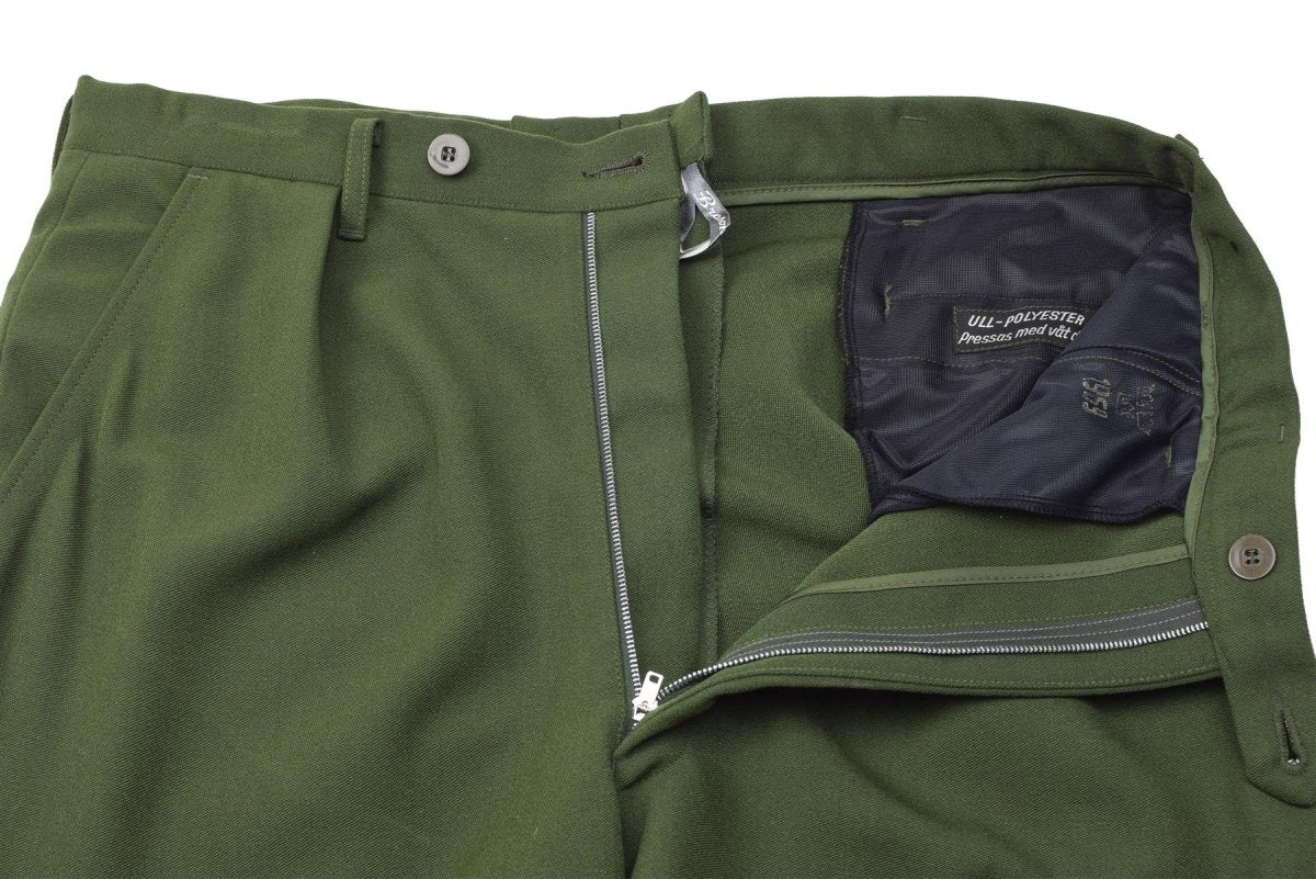 Pantalones formales militares suecos originales pantalones de revestimiento delantero plisado verde nuevo