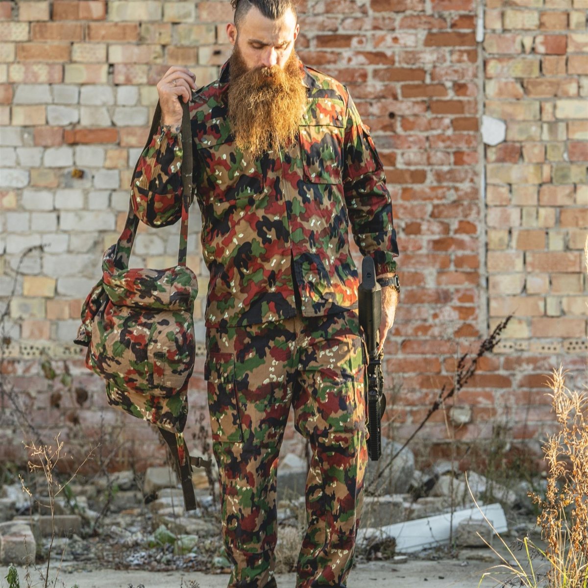 Camisa de camuflaje de camuflaje de campos de camufla de combate de la chaqueta del ejército suizo original M83