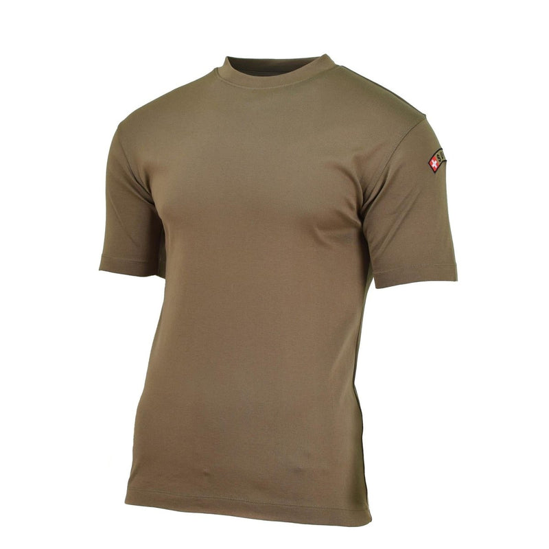 Khaki Original Swiss Army quick dry breathable T-shirt designed for outdoor sports and rugged activities.