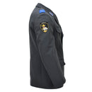 Chaqueta formal militar suiza original Diseño vintage de 4 bolsillos Gris oscuro