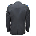 Chaqueta formal militar suiza original Diseño vintage de 4 bolsillos Gris oscuro