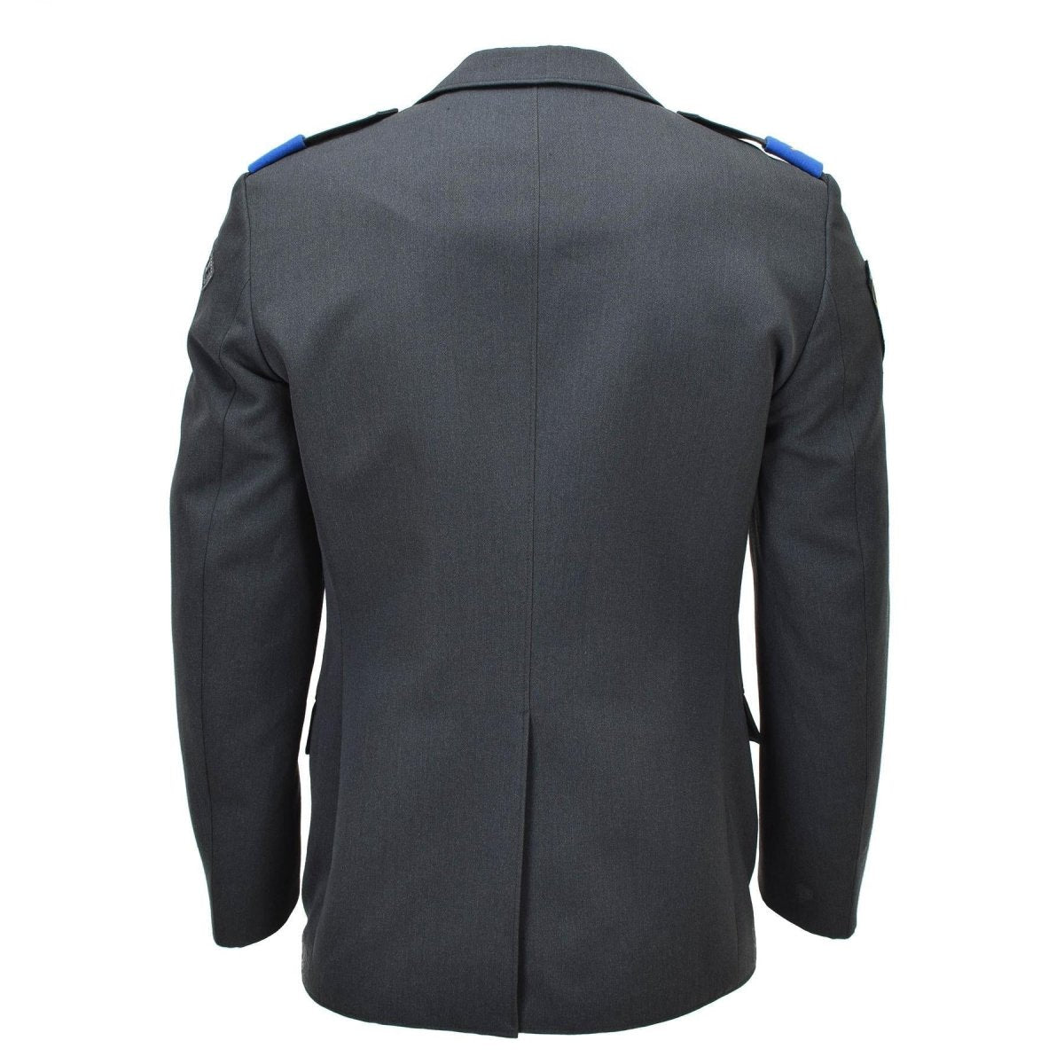 Chaqueta formal militar suiza original Diseño vintage de 4 bolsillos Gris oscuro
