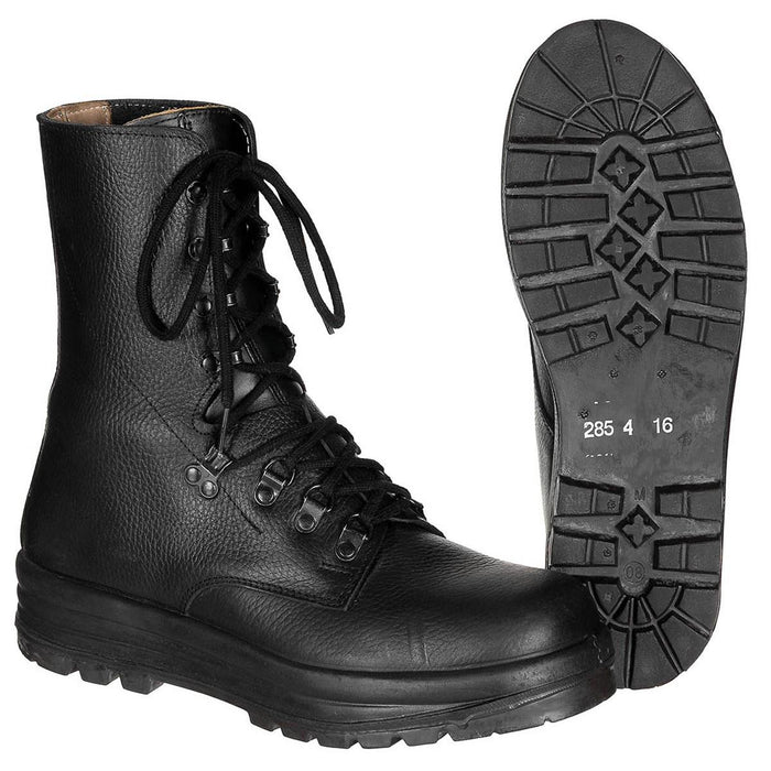 Botas de combate militares suizas originales M95 de cuero Edición excedente del ejército Negro - GoMilitar