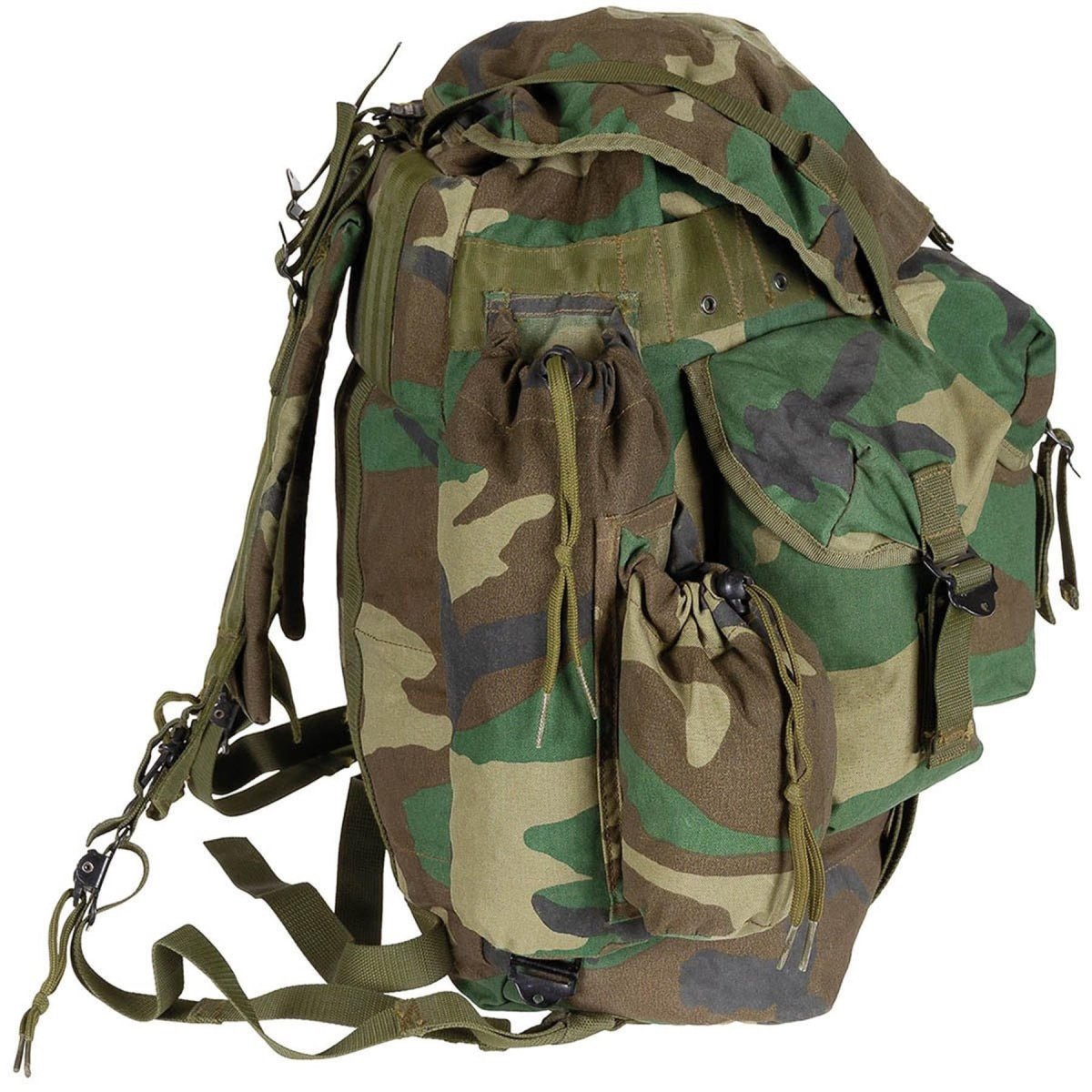 Mochila original del ejército turco de 40 litros con bolsillos delanteros, tela de cordura, camuflaje del bosque