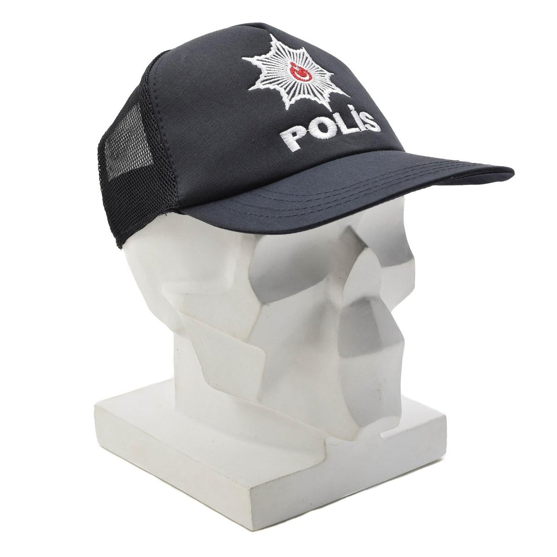 Gorra de campo POLIS militar turca original con inserto de malla y cierre ajustable, color negro