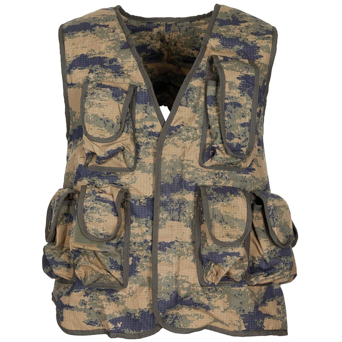 Chaleco militar turco original 8 bolsillos adjuntos hombreras M2018 Camo