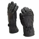 Pair of genuine black leather US Army combat gloves with insulation and adjustable wrist straps for durability and comfort