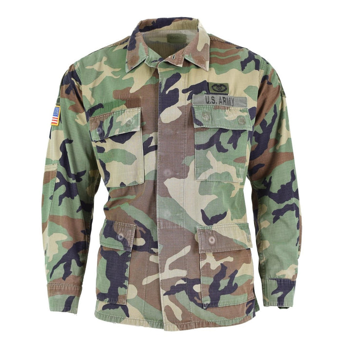 Chaqueta militar original de EE. UU. Camisa de tropas BDU de camuflaje de bosque ripstop - GoMilitar
