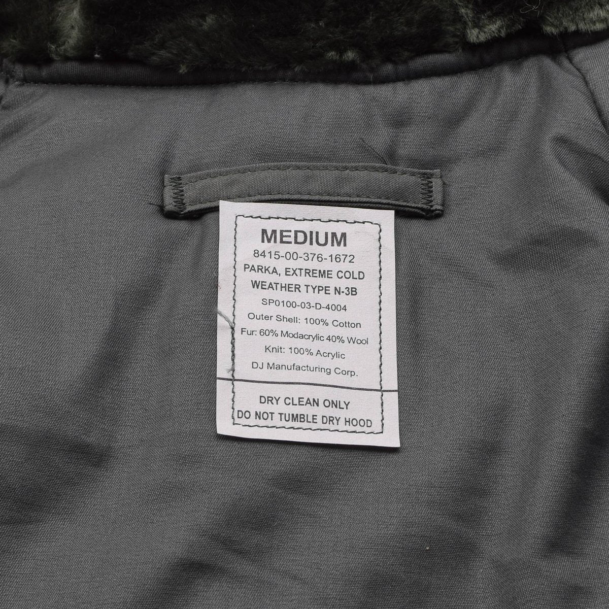 Parka original militar estadounidense N-3B para clima frío, resistente al viento, color verde oliva